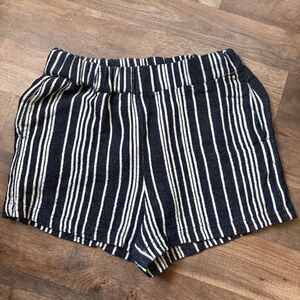 Never A Wallflower High Waist Navy Blue White Striped Knit Shorts M Preppy
